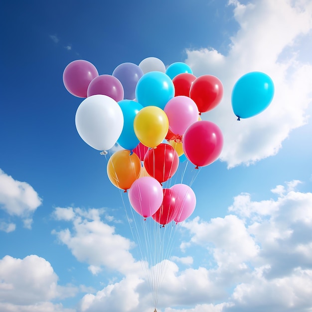 Les ballons colorés du carnaval du ciel dansent au-dessus du bleu