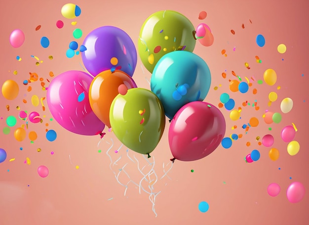Des ballons colorés flottant joyeux anniversaire arrière-plan génératif ai