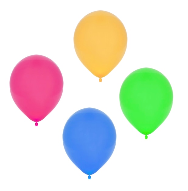 des ballons colorés sur fond blanc