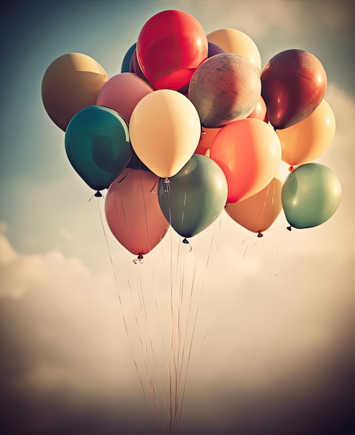 Ballons colorés sur le fond du ciel