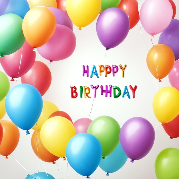 Des ballons colorés avec un message de joyeux anniversaire