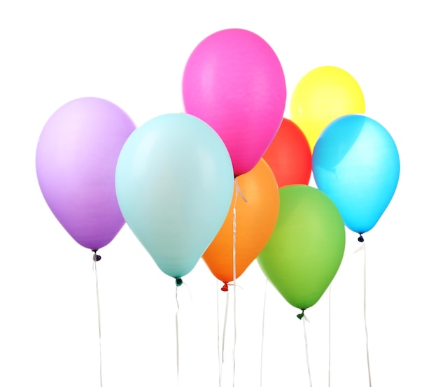 Des ballons de couleur isolés sur du blanc