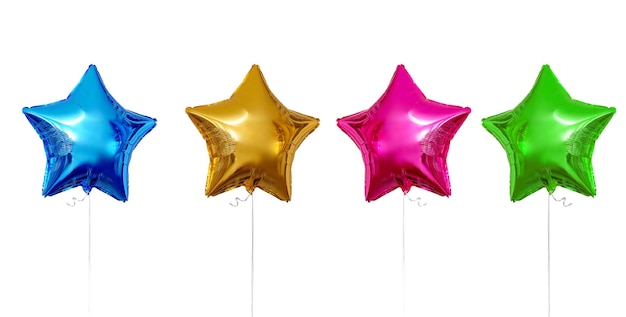 des ballons de couleurs sur des bâtons isolés sur un fond blanc