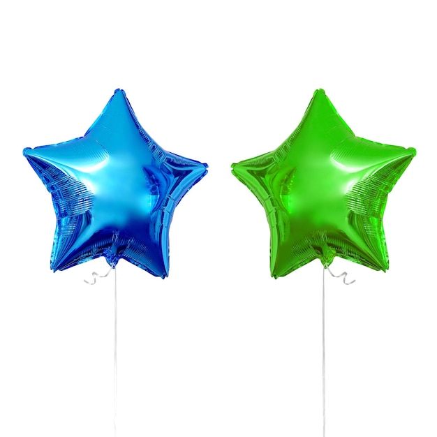 des ballons de couleurs sur des bâtons isolés sur un fond blanc