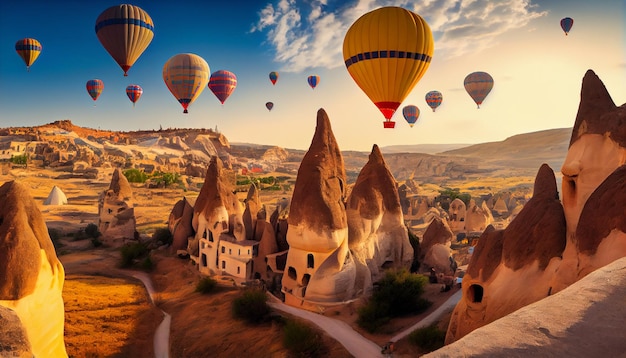 Photo ballons dans le désert ia générative