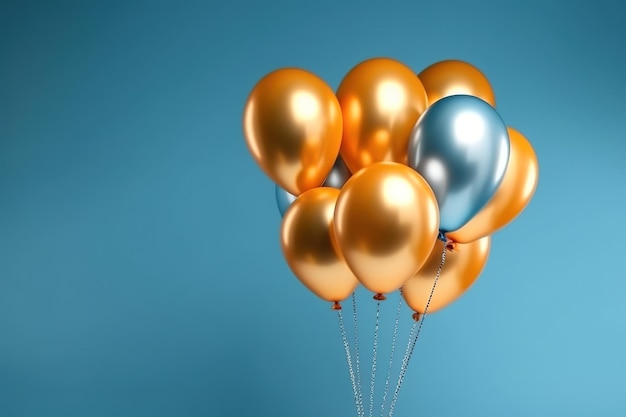 ballons sur fond bleu génératif ai