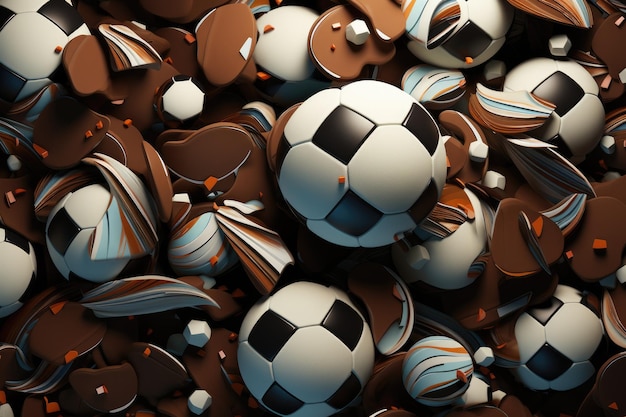 Photo ballons de football dans un tas de ballons de football