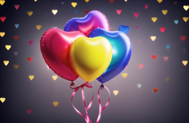 Ballons en forme de coeur Fête de la Saint-Valentin Anniversaire Fête d'anniversaire AI générative