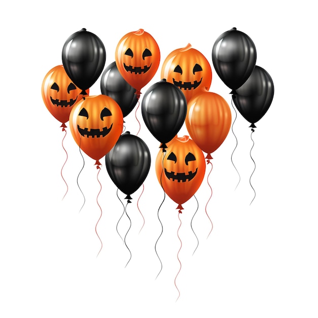 Photo des ballons d'halloween sur fond blanc