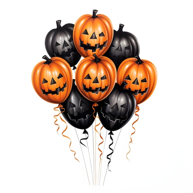 Photo ballons d'halloween sur fond blanc