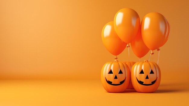 ballons halloween sur fond orange