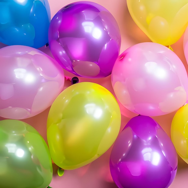 Ballons à l'hélium colorés sur fond pastel clair 5
