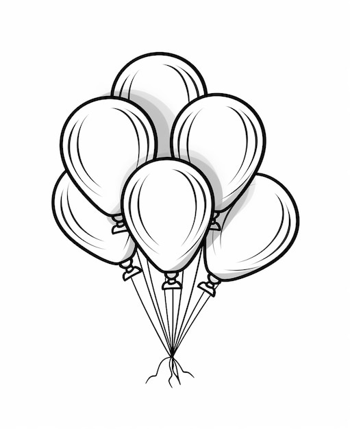 Ballons kawaii dessinés à la main fête d'anniversaire pour enfants page de coloriage pour enfants