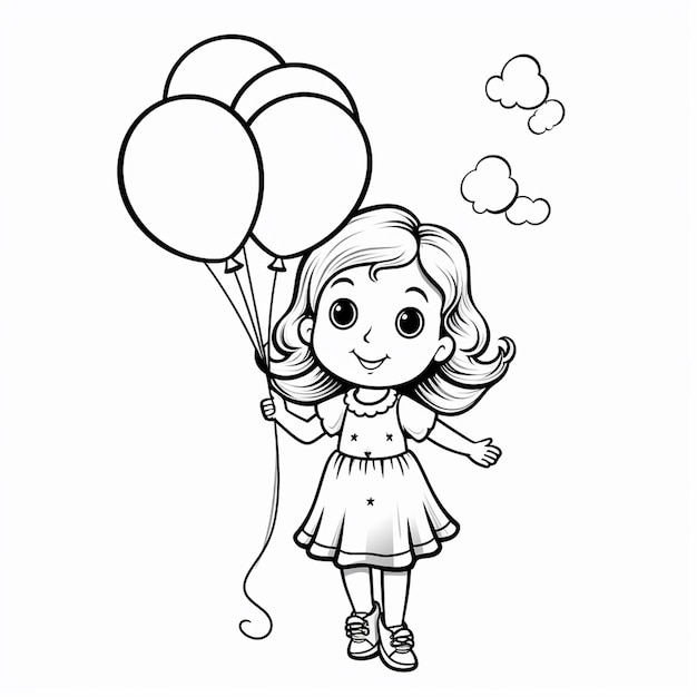 Photo ballons kawaii dessinés à la main fête d'anniversaire pour enfants page de coloriage pour enfants