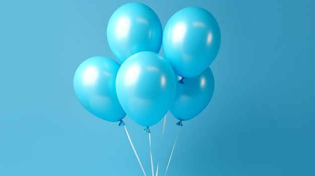 Ballons mats lumineux sur fond bleu AI générative