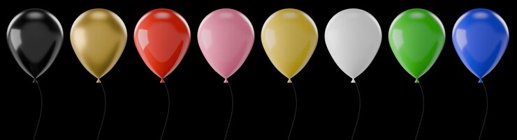 Photo des ballons multicolores sur fond noir décor de fête de fête