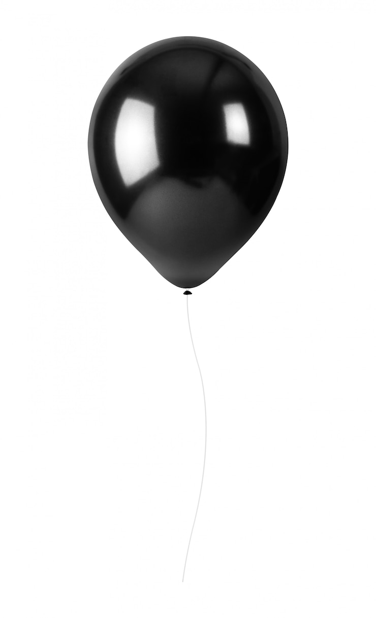 Photo ballons noirs avec corde isolé sur fond blanc