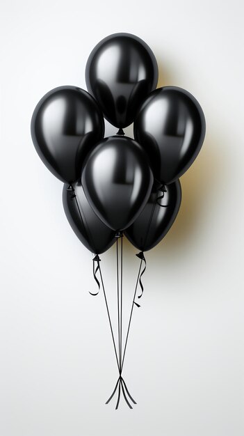 Photo des ballons noirs sur fond blanc