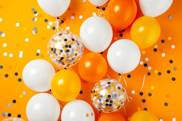 Ballons orange et blancs sur fond orange