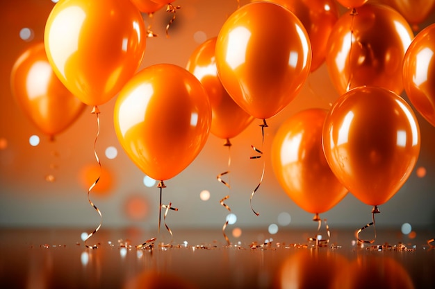 Des ballons orange sur un fond orange