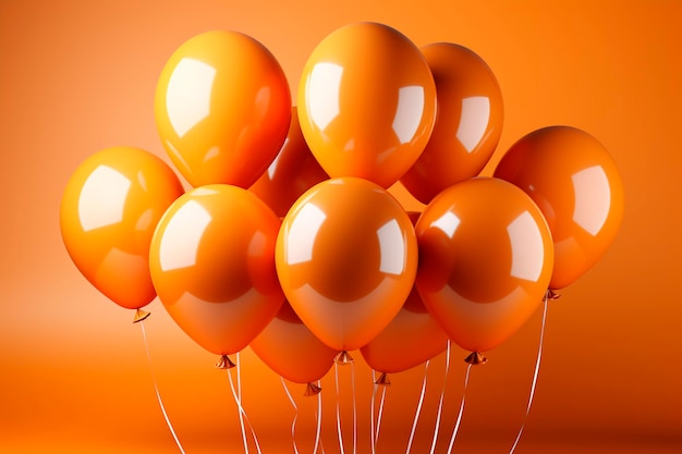 Des ballons orange sur un fond orange