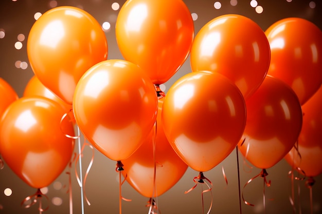 Des ballons orange sur un fond orange