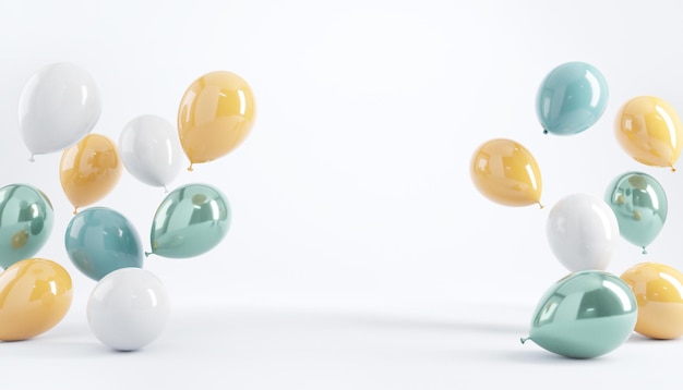 Ballons Pastels Sur Fond Blanc