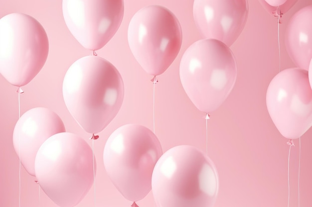 Ballons ronds roses avec des cordes Place pour le texte