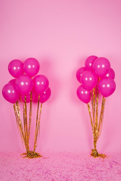 Ballons rose fushia avec fils dorés pour fête d'anniversaire fête des mères saint valentin