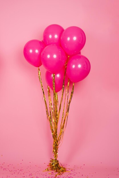 Ballons rose fushia avec fils dorés pour fête d'anniversaire fête des mères saint valentin