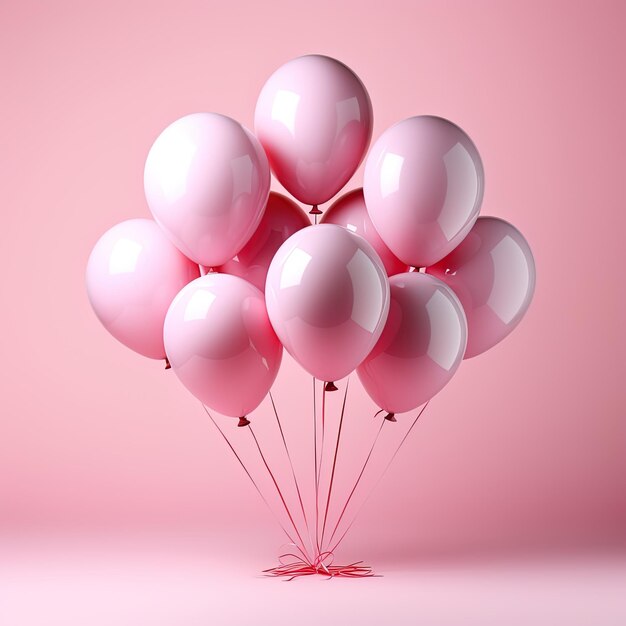 Photo ballons roses avec un fond rose avec un fond rosé