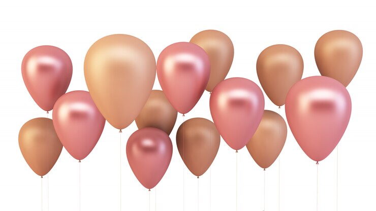 Photo ballons roses et or isolés