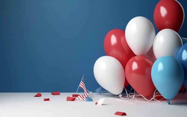 Ballons rouges et blancs avec le mot indépendance en bas