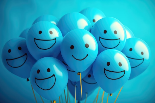 Des ballons avec un sourire peint en arrière-plan