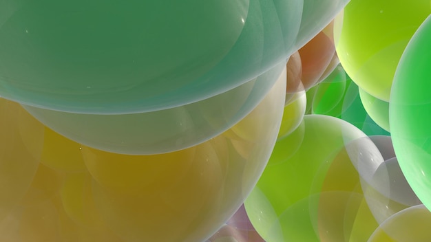 Ballons transparents colorés avec fond de nuage de ciel bleu (rendu 3D)