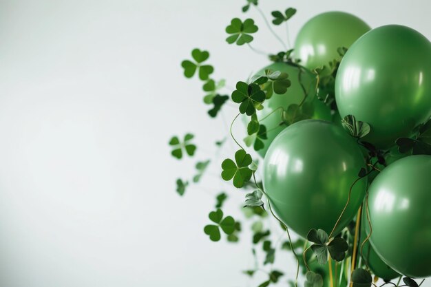 Ballons verts et trifoliés verts fond festif pour la fête de Saint-Patrick