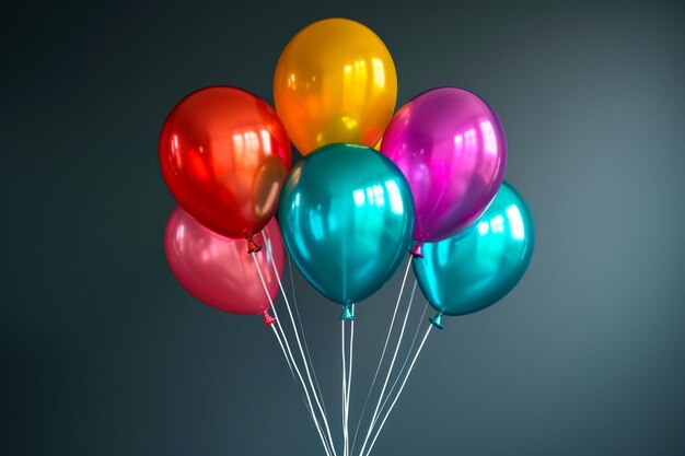 Photo des ballons vibrants avec des reflets sur un fond sombre