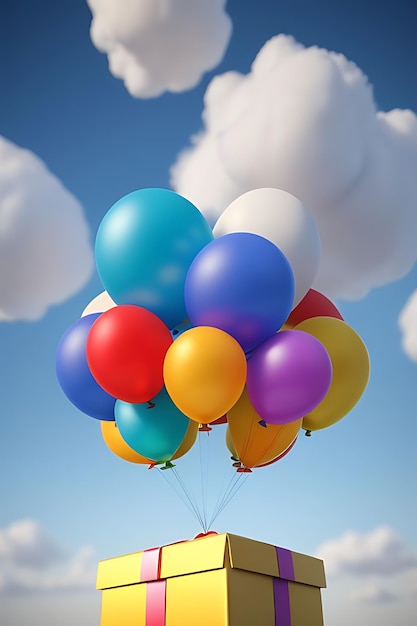 Photo ballons volants avec des boîtes à cadeaux