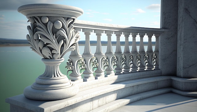 Balustrade en marbre blanc pour balcon ou terrasse