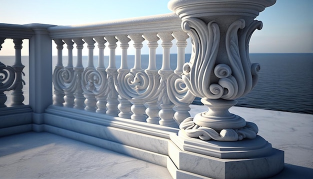 Balustrade en marbre blanc pour balcon ou terrasse