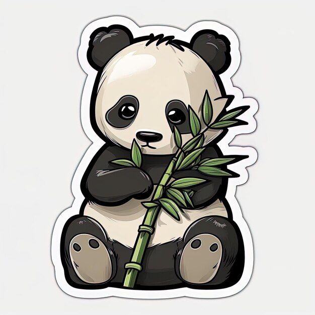 Bamboo Munchies Panda simple appréciant une collation Sticker