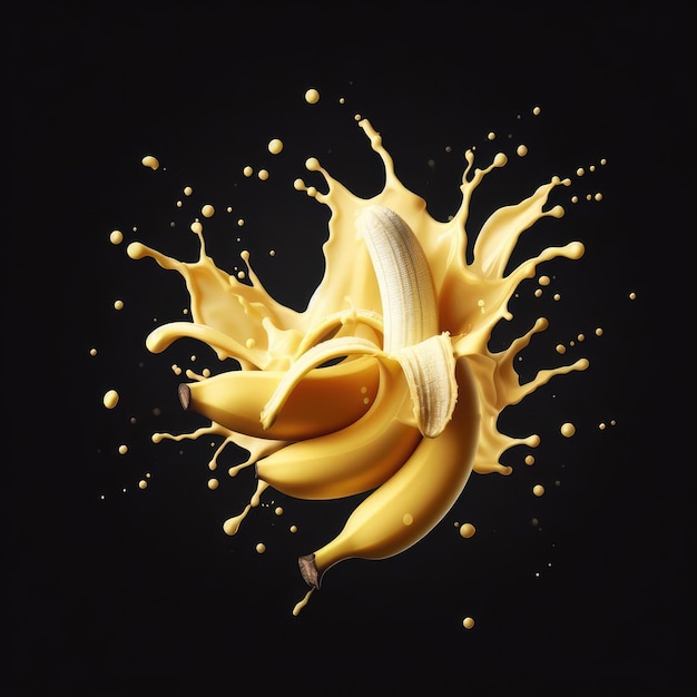 banane dans le lait banane éclaboussure