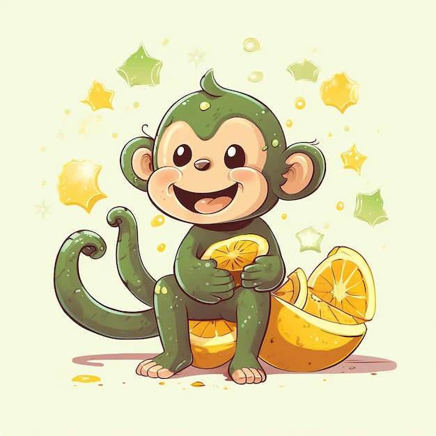 La banane du singe adorable