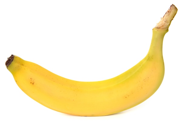 Banane jaune sur fond blanc