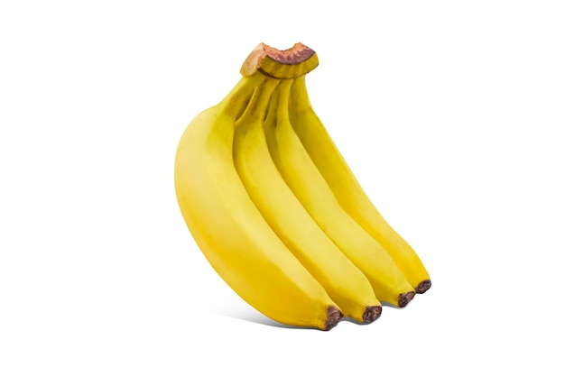 Banane jaune et fruits sur fond blanc