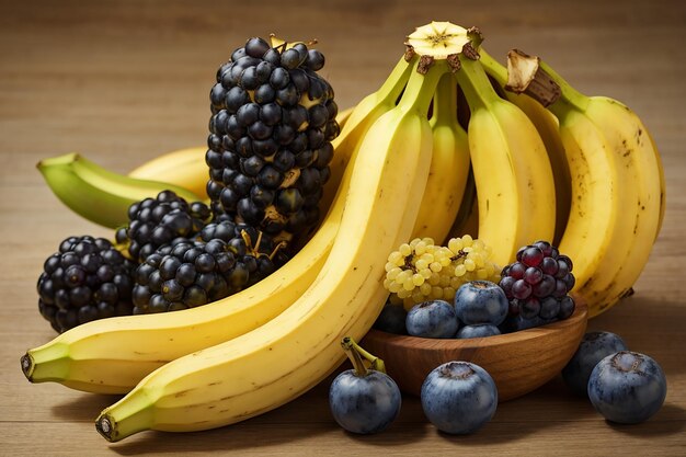 Banane jaune et fruits