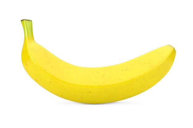 Banane jaune mûre unique sur fond blanc. Rendu 3D