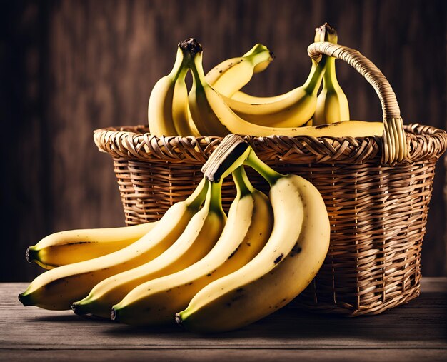 Banane mûre et appétissante dans un panier débordant