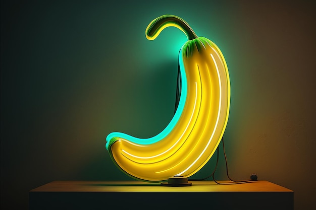 Banane néon fruit rougeoyant illustartion ai généré art