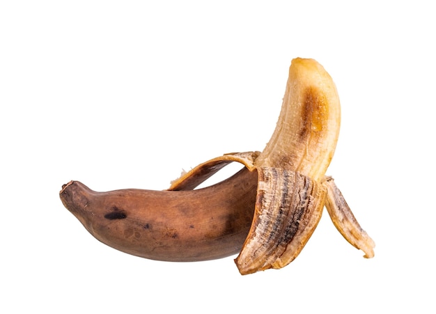 Banane pourrie isolé sur fond blanc